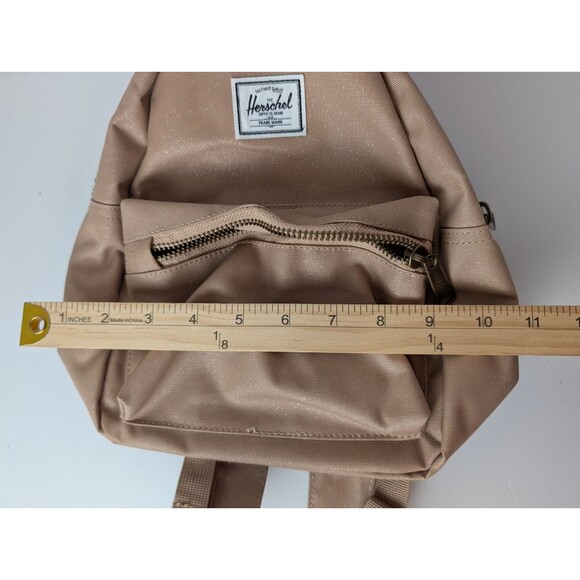 Herschel Womens Nova Metallic Tan Inner Pockets Nylon Mini Backpack - Picture 11 of 14